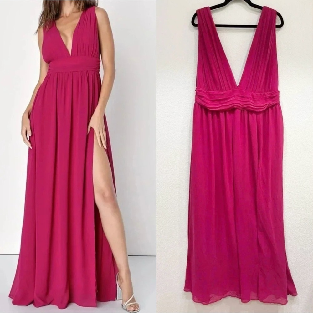 NWOT Lulus Heavenly Hues Magenta Maxi Dress